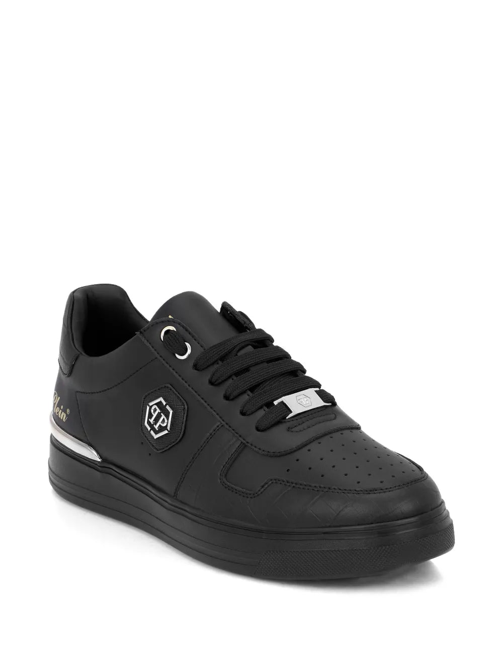 Philipp Plein Logo Plaque Leather Trainers