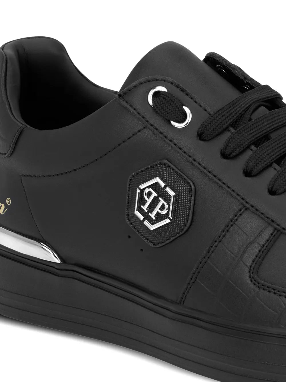 Philipp Plein Logo Plaque Leather Trainers