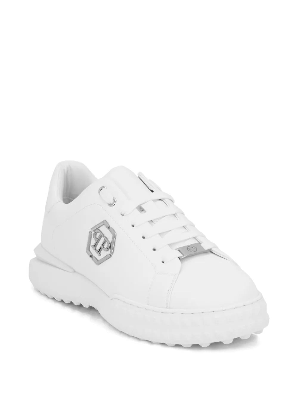 Philipp Plein Hexagon Logo Plaque Leather Low-Top Trainers