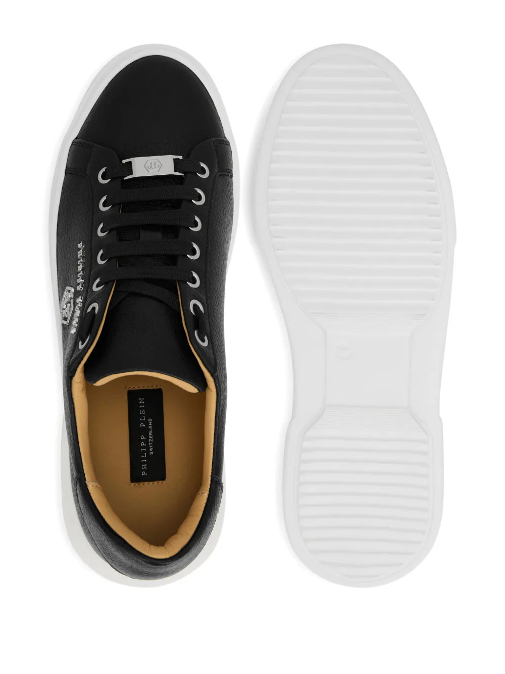Philipp Plein Hexagon-Logo Leather Sneakers