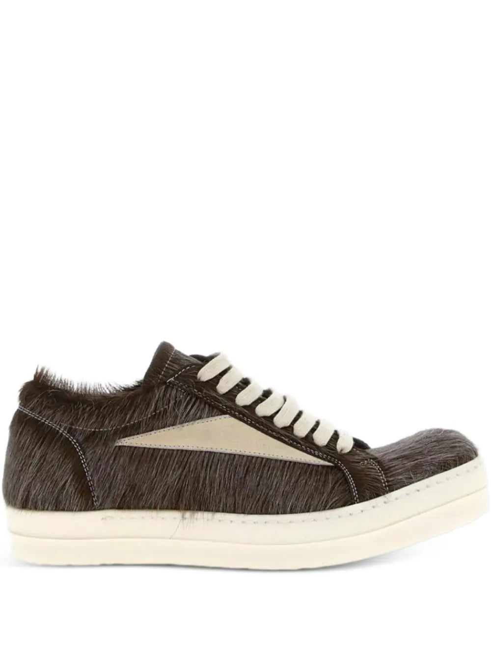 Rick Owens Leather Fur-Appliqu?Sneakers