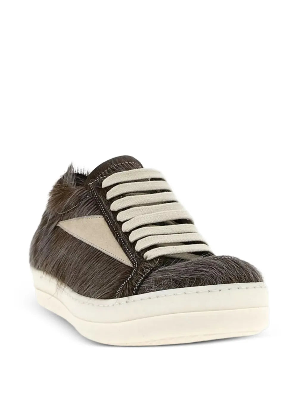 Rick Owens Leather Fur-Appliqu?Sneakers