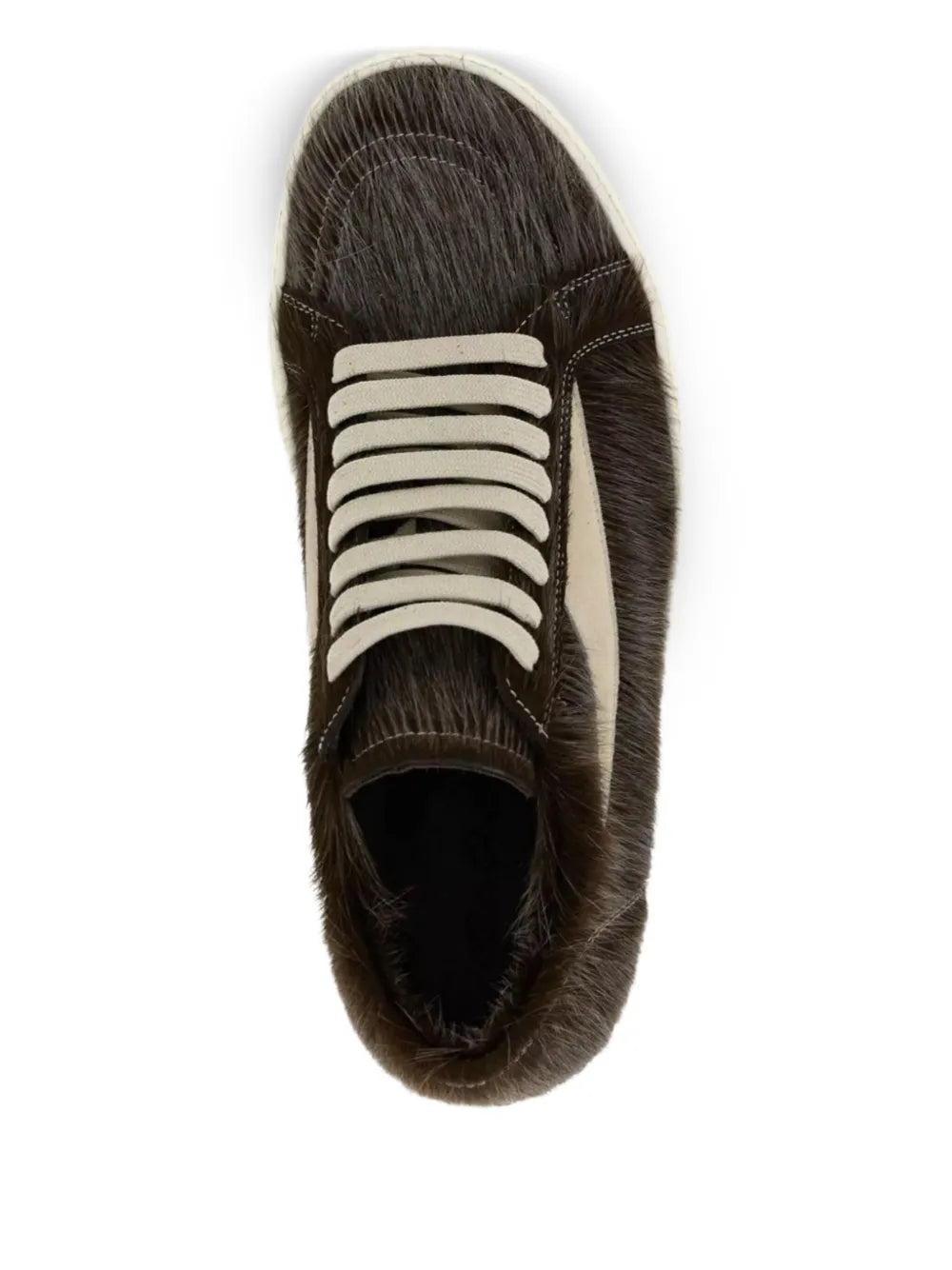 Rick Owens Leather Fur-Appliqu?Sneakers