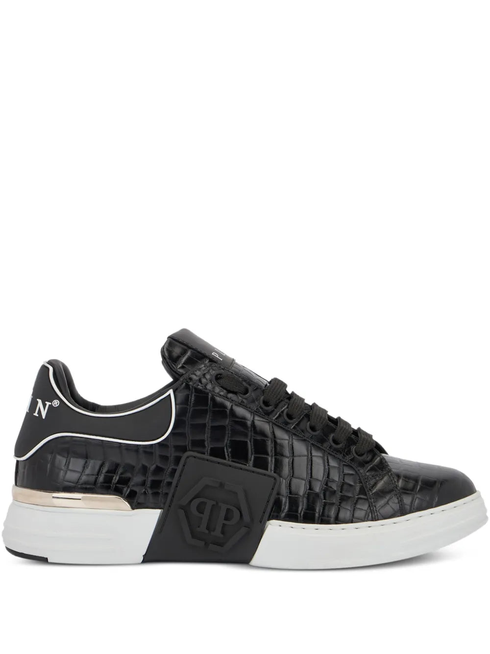 Philipp Plein Phantom Kick$ Cocco Embossed Low-Top Sneakers