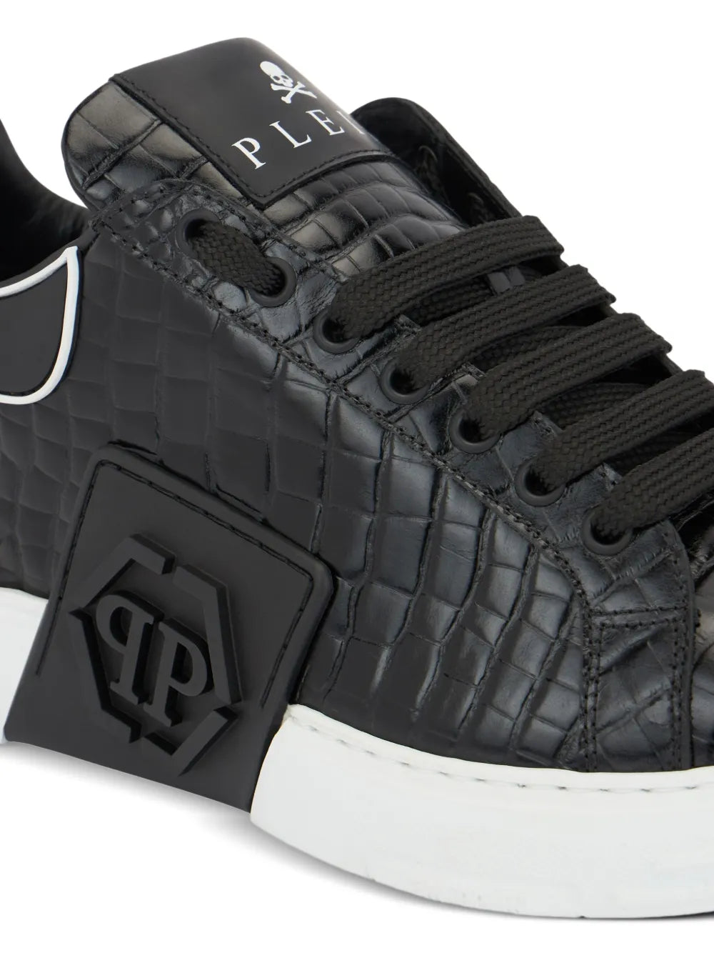 Philipp Plein Phantom Kick$ Cocco Embossed Low-Top Sneakers