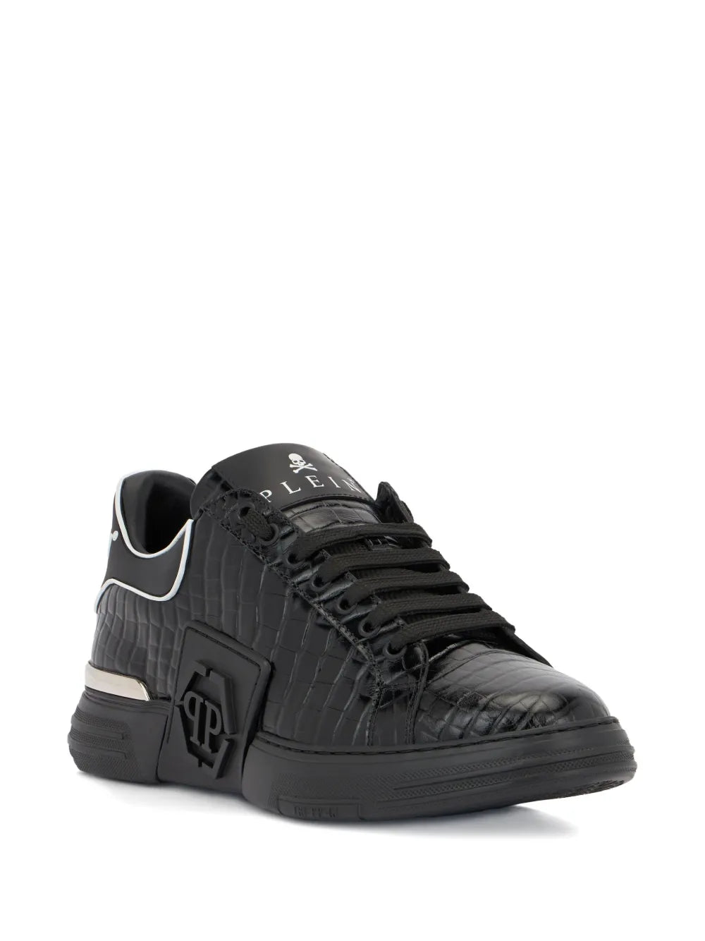 Philipp Plein Phantom Kick$ Cocco Embossed Low-Top Sneakers