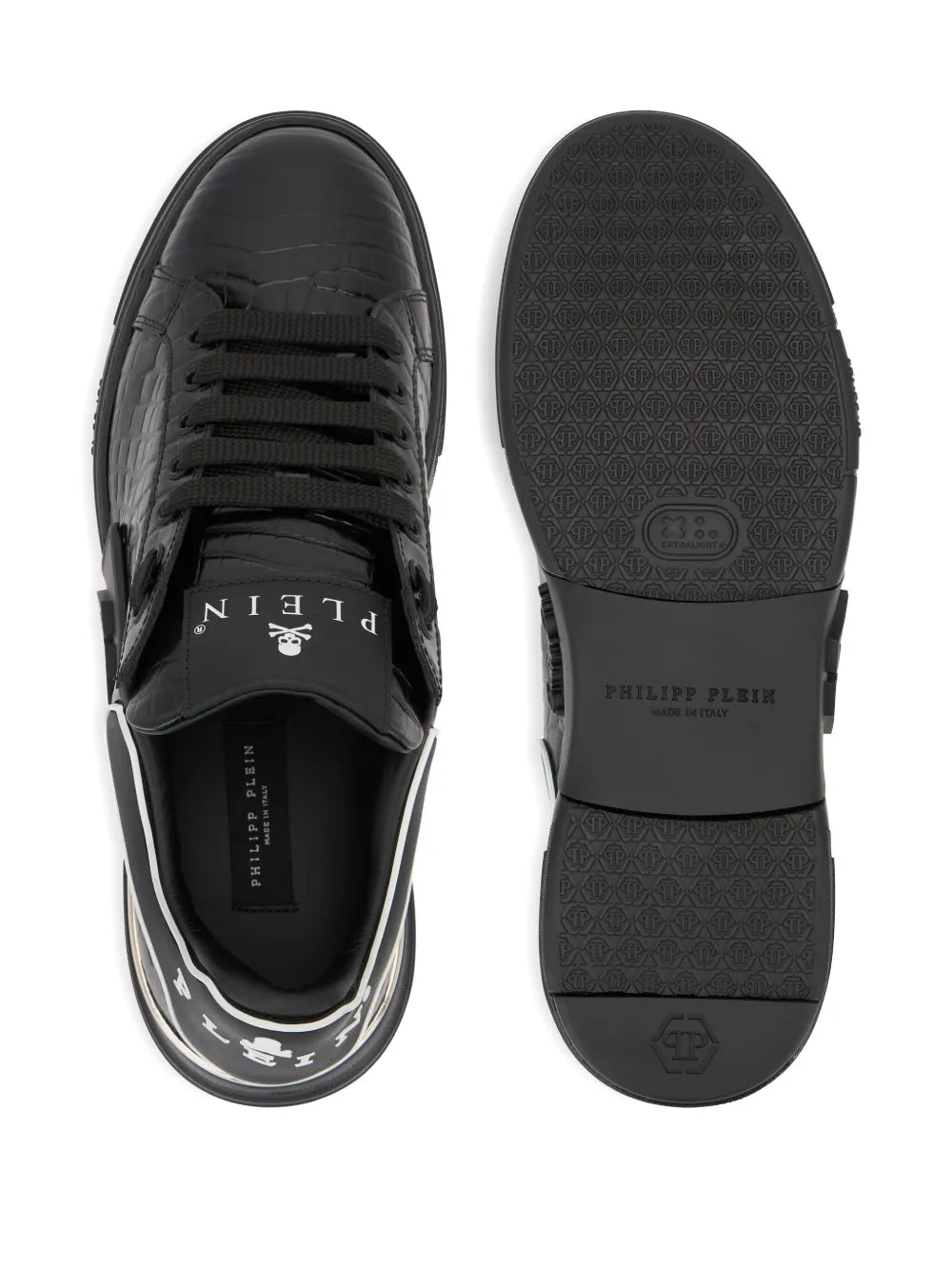 Philipp Plein Phantom Kick$ Cocco Embossed Low-Top Sneakers