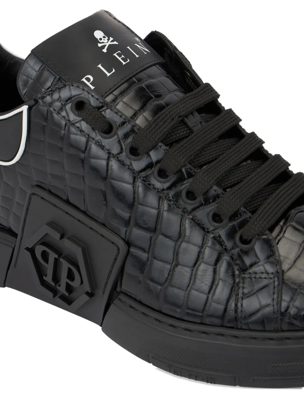 Philipp Plein Phantom Kick$ Cocco Embossed Low-Top Sneakers