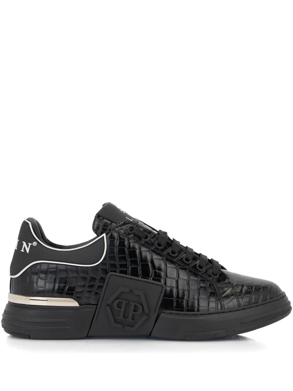 Philipp Plein Phantom Kick$ Cocco Embossed Low-Top Sneakers
