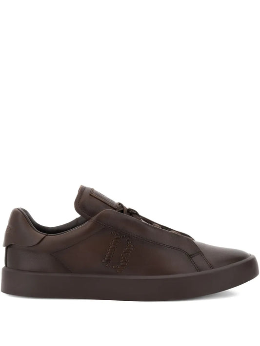 Boggi Milano Essence Embroidered-Logo Leather Sneakers