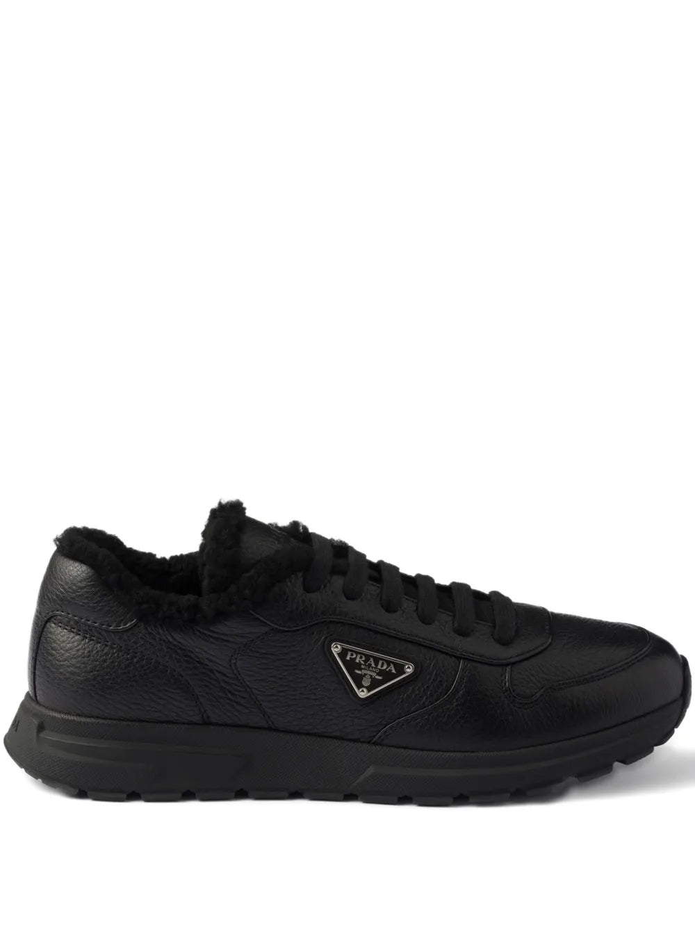 Prada Prax Shearling-Lining Logo Leather Sneakers