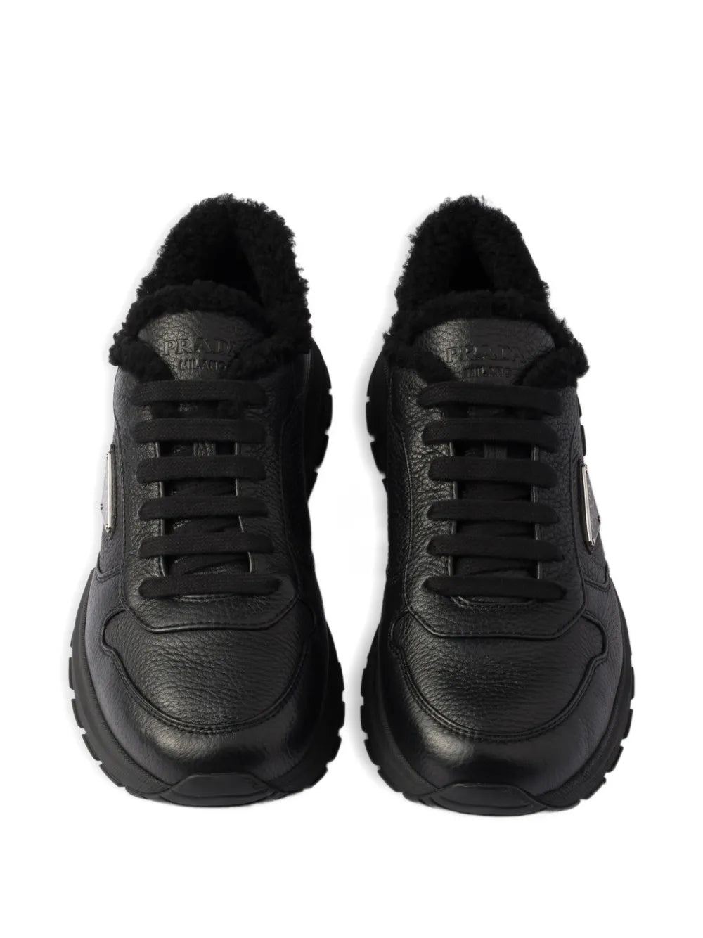 Prada Prax Shearling-Lining Logo Leather Sneakers