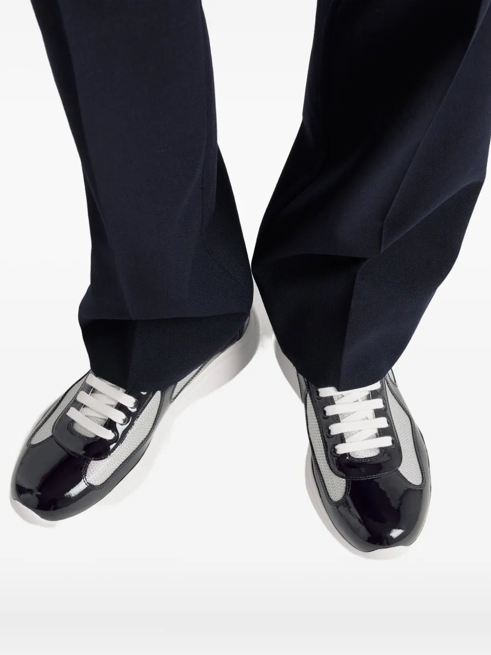 Prada Linea Rossa Patent-Leather Sneakers
