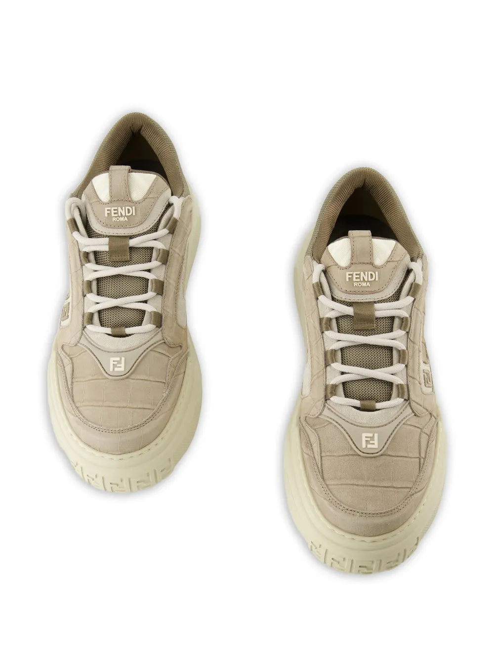 Fendi Force Crocodile-Effect Logo Sneakers