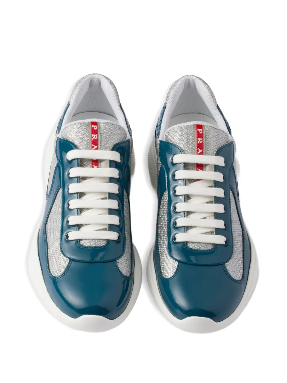 Prada Patent-Leather Logo-Detail Sneakers