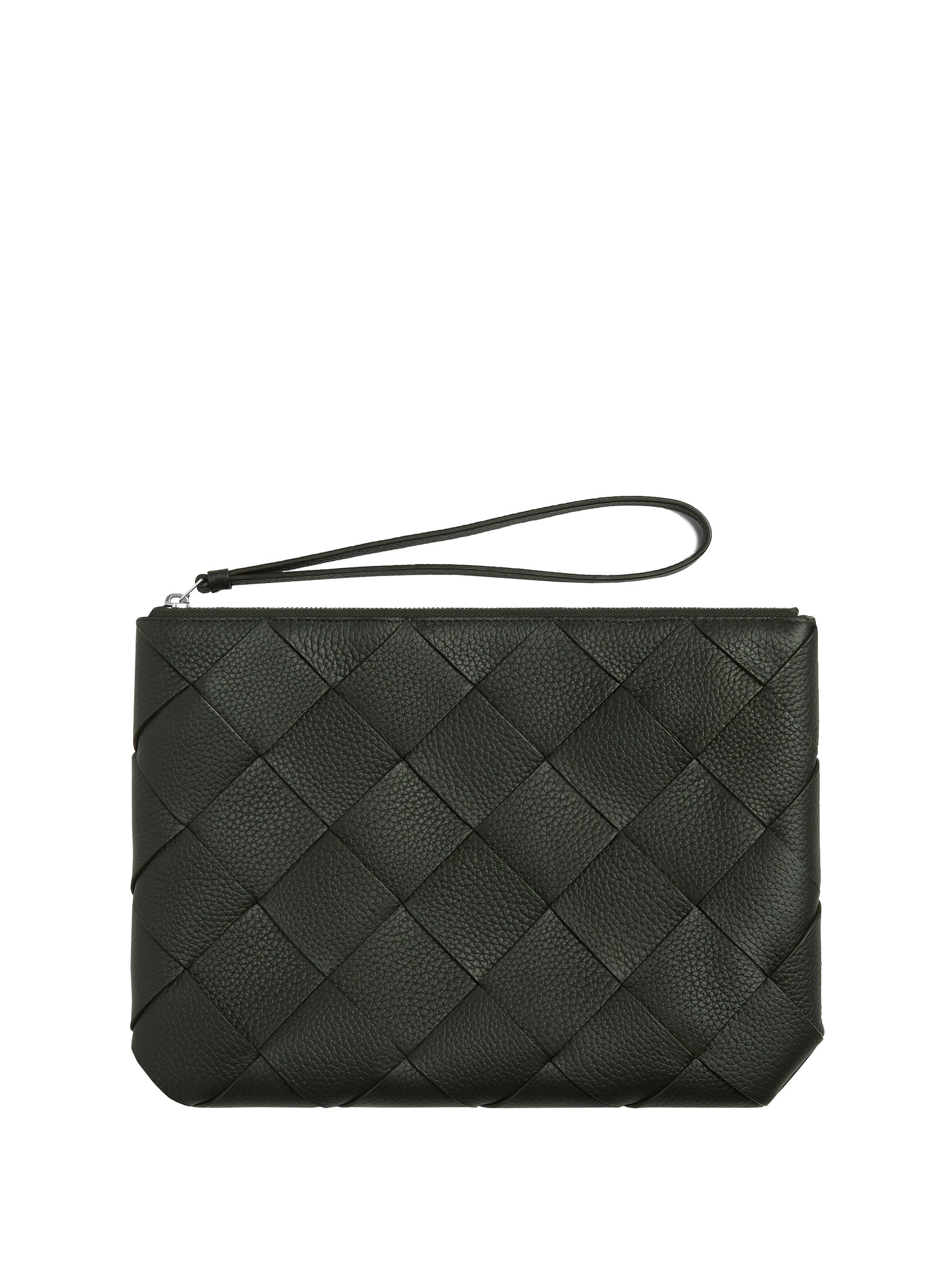 Bottega Veneta Men Woven Leather Clutch Bag