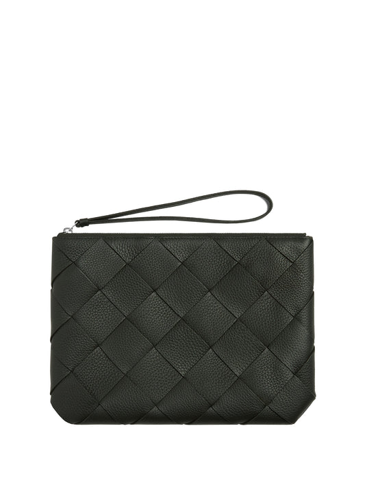 Bottega Veneta Men Woven Leather Clutch Bag