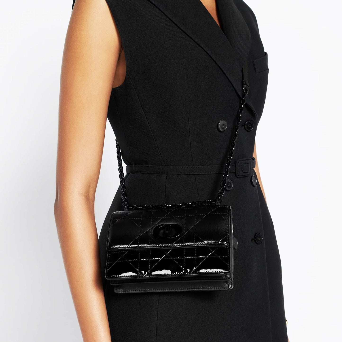 Dior Caro Patent And Matte Shoulder Bag Women