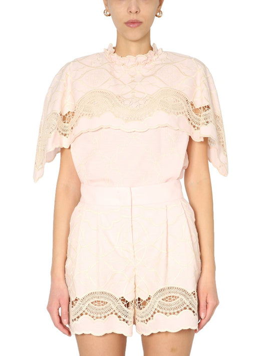 Alberta Ferretti Women Embroidered Cape Top
