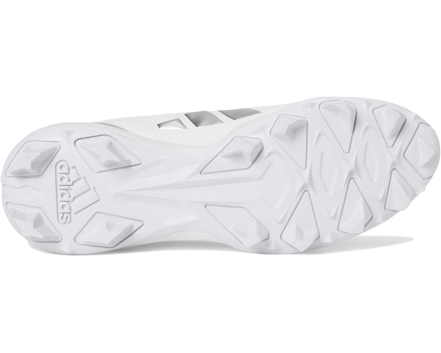 Men's adidas Adizero Impact.2 Molded Rubber Football Cleats White/Silver Metallic/White