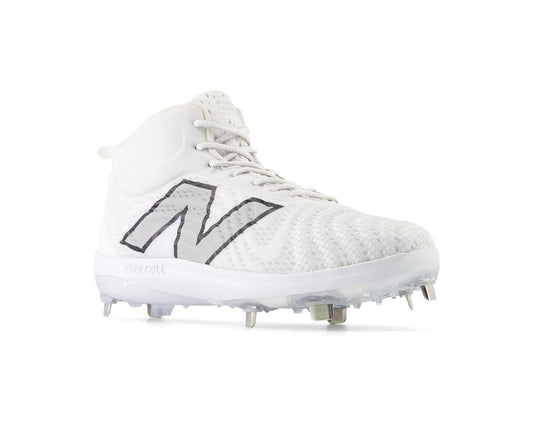 Men's New Balance FuelCell 4040 v7 Mid-Metal Baseball Cleats Optic White/Raincloud