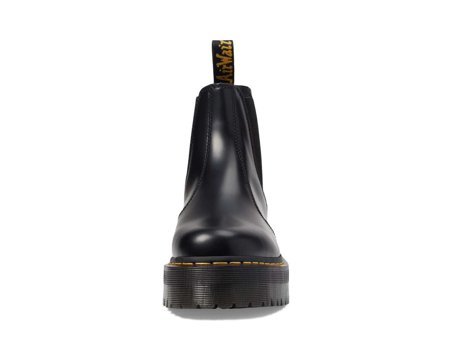 Unisex Dr. Martens 2976 Quad Smooth Leather Platform Chelsea Boots Black Polished Smooth