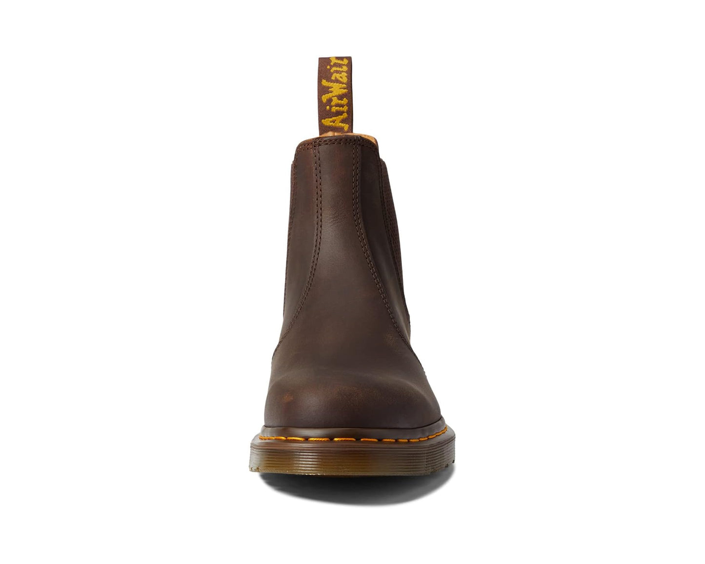 Unisex Dr. Martens 2976 Yellow Stitch Smooth Leather Chelsea Boots Dark Brown Crazy Horse