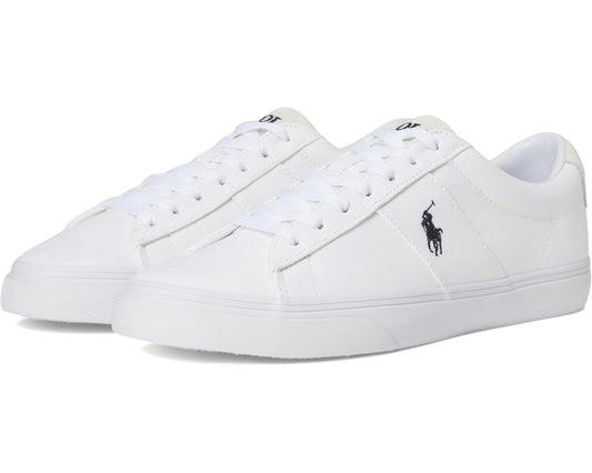 Men's Polo Ralph Lauren Sayer Canvas Low-Top Sneakers White/Black