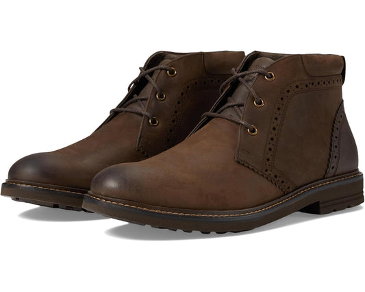 Men's Nunn Bush Ozark 2.0 Plain Toe Chukka Leather Boots Brown
