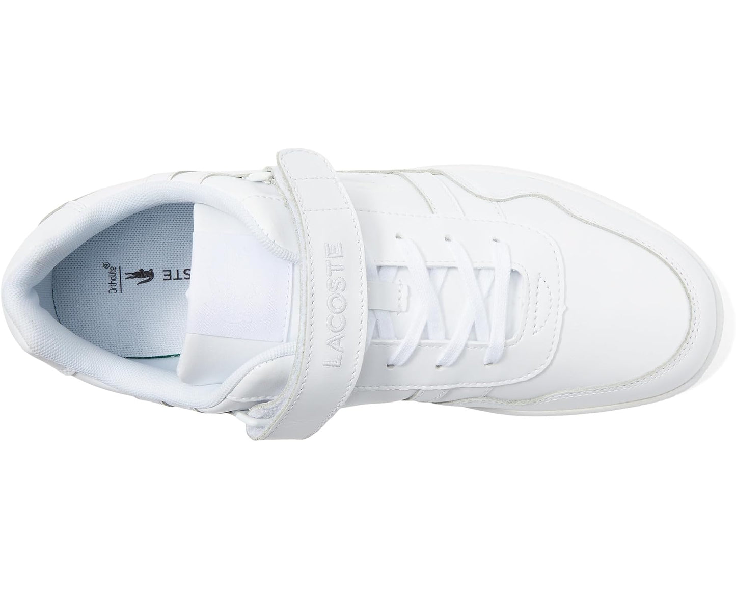 Men's Lacoste T-Clip Velcro Leather Sneakers White/White