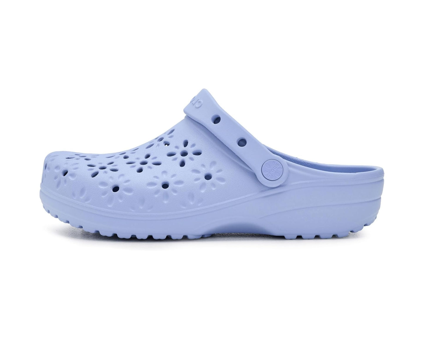 Unisex Crocs Classic Clogs with Floral Cut Out Design Blue Haze