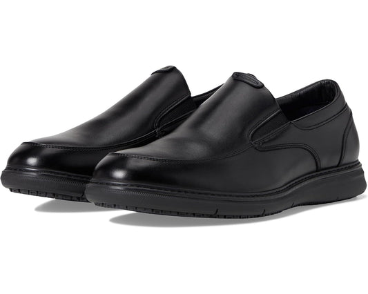 Men's Nunn Bush Chase Slip Resistant Work Slip-On for Restaurant Food Service & Hospitality Black