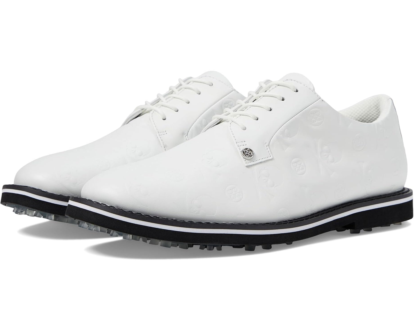 Men's GFORE Gallivanter Debossed Skull & Ts Leather Golf Shoes Snow/Onyx