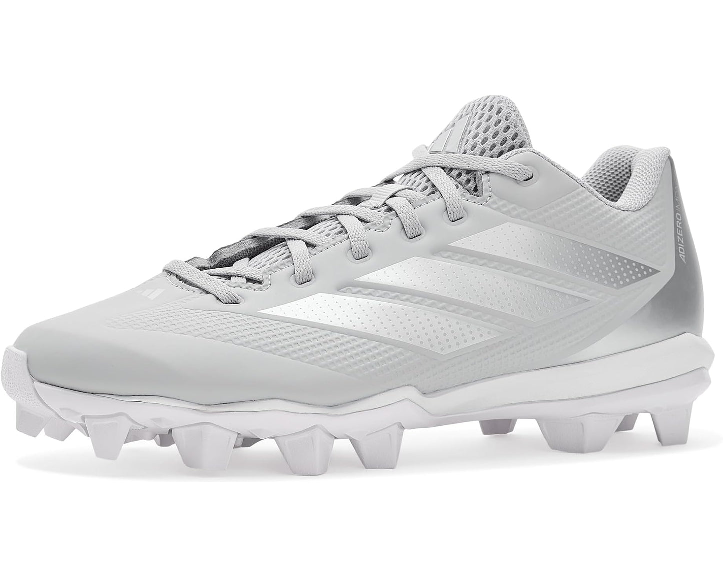Men's adidas adiZero Impact 2.0 Molded Baseball Cleats Team Light Grey/Silver Metallic/White