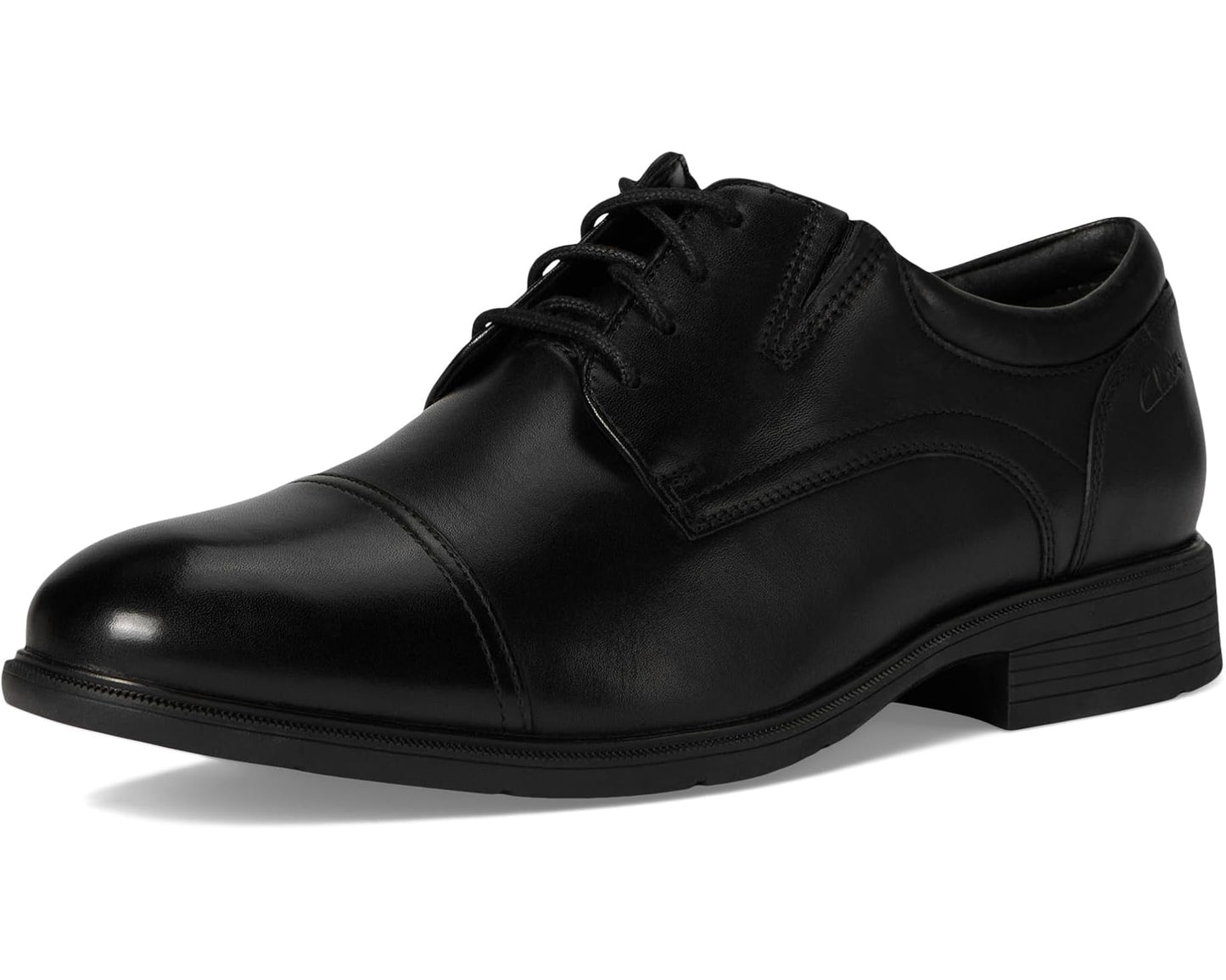 Men's Clarks Steadwell Cap Black Leather