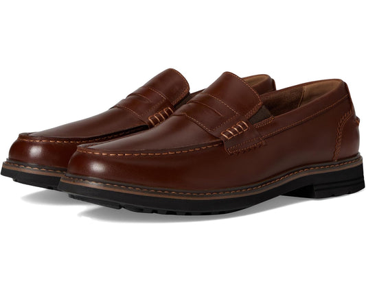 Men's Nunn Bush Odin II Moc Toe Penny Loafer Lightweight and Comfortable Slip-On Cognac