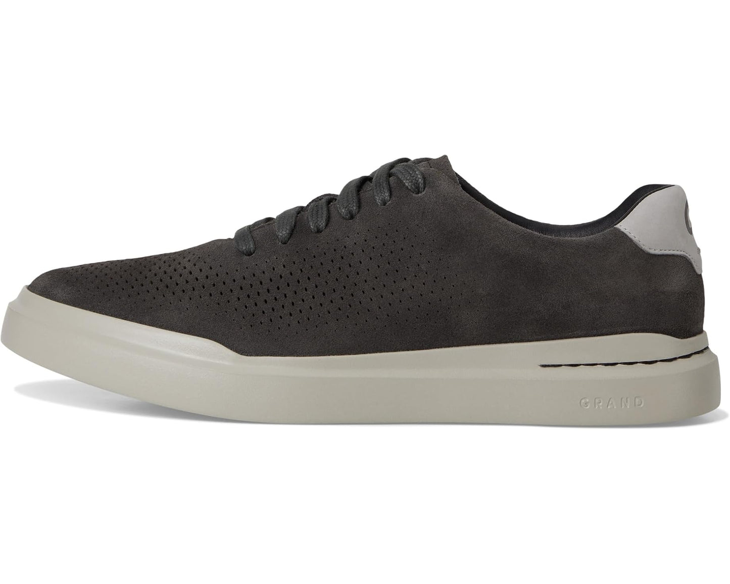 Men's Cole Haan Grandpro Laser Cut Sneakers Raven Suede/Paloma/Paloma