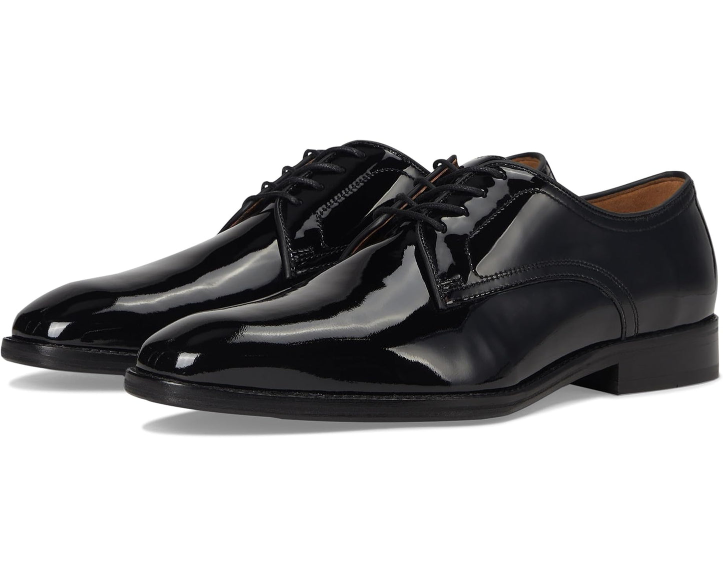 Men's Johnston & Murphy Sullivan Plain Toe Black Italian Patent Calfskin