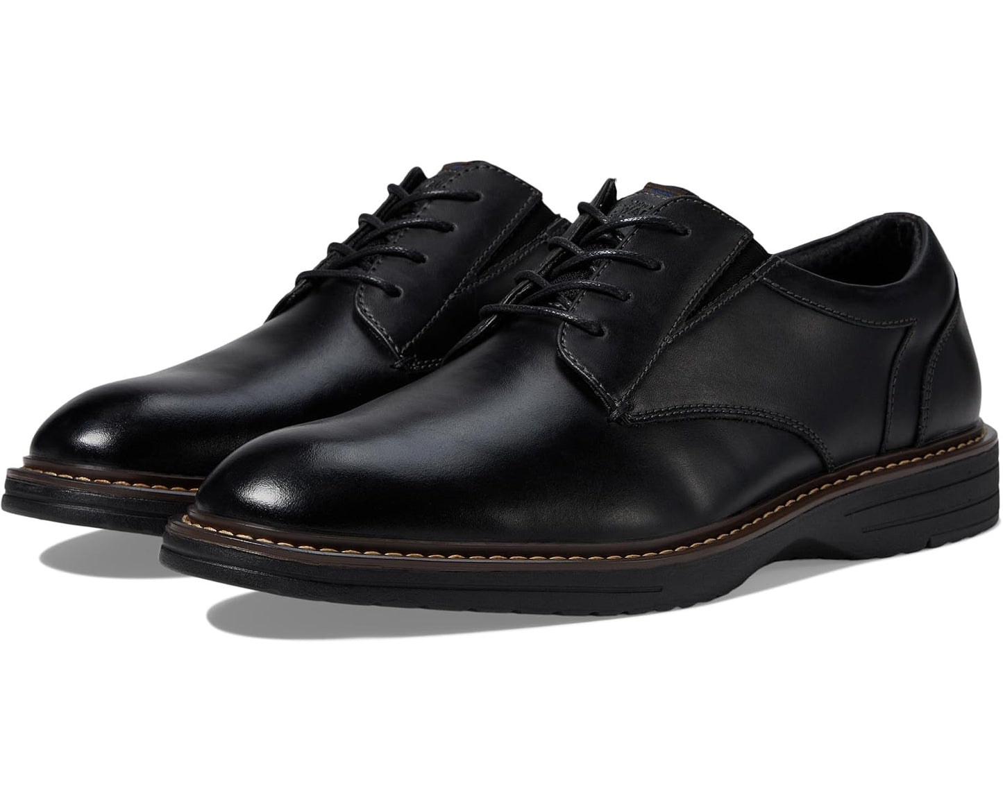 Men's Nunn Bush Griff Plain Toe Oxford Lightweight and Comfortable for All Occasions Leather Lace Up Black