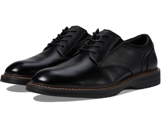 Men's Nunn Bush Griff Plain Toe Oxford Lightweight and Comfortable for All Occasions Leather Lace Up Black