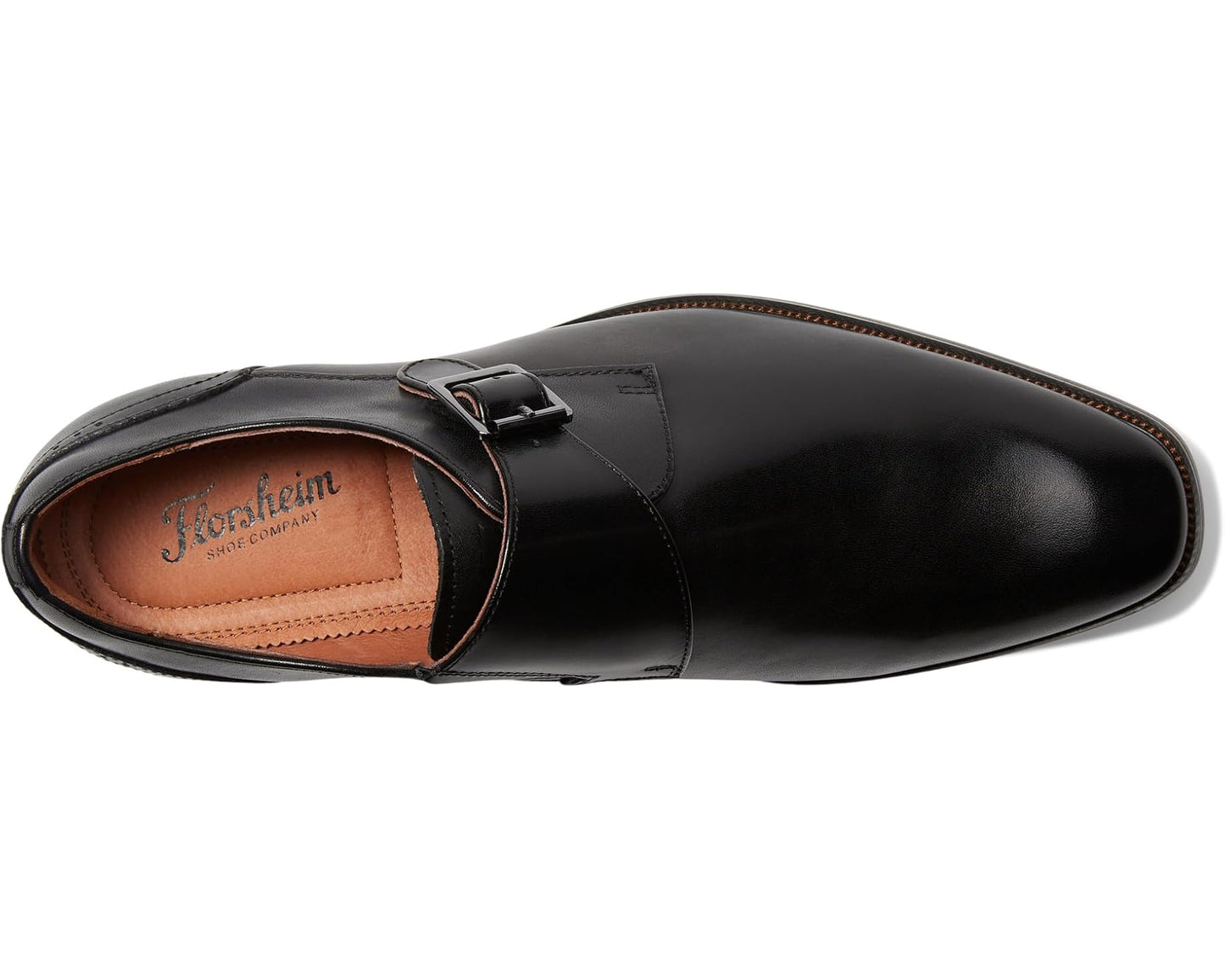 Men's Florsheim Sorrento Plain Toe Single Monk Strap Black Smooth