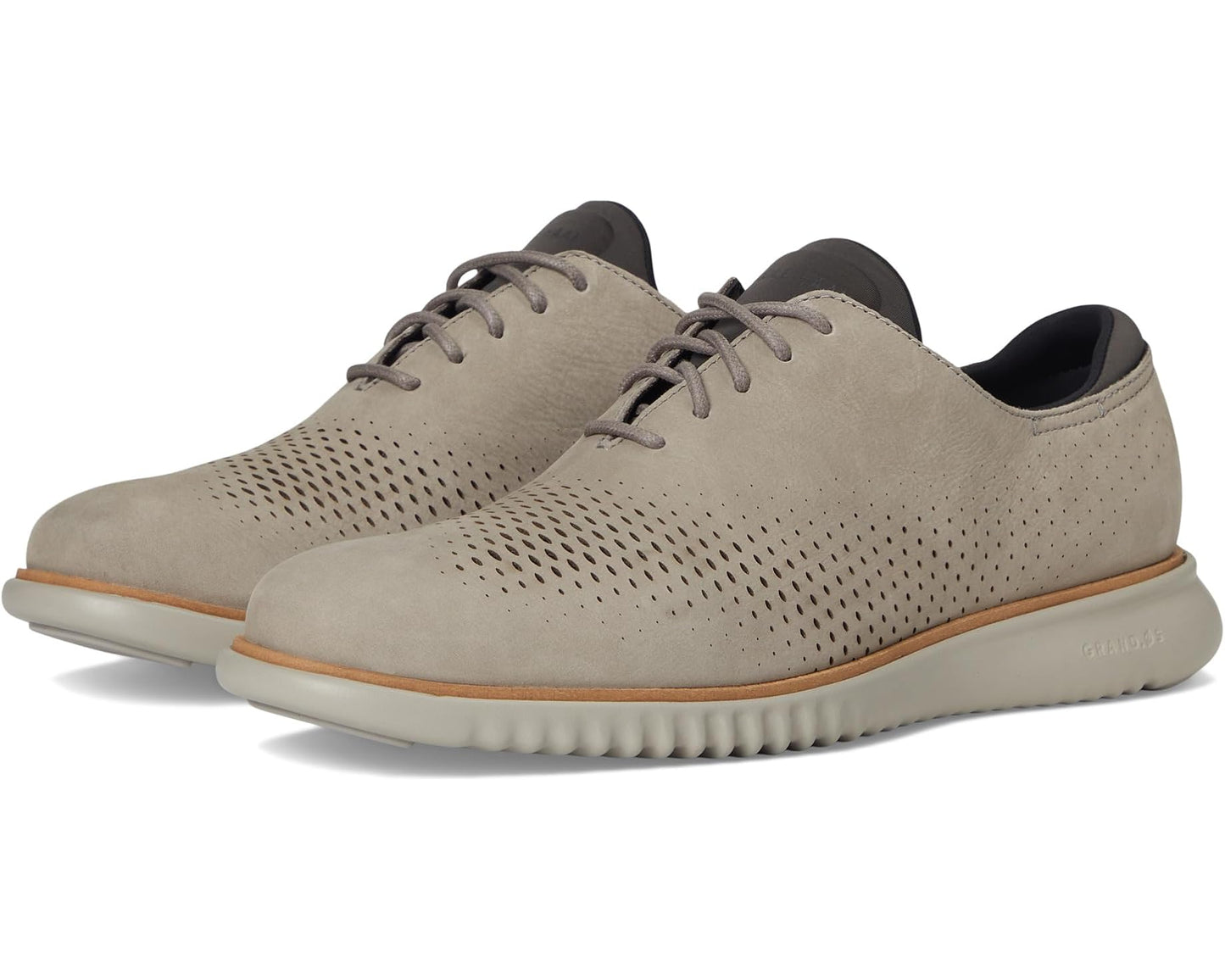 Men's Cole Haan 2.Zerogrand Laser Wing Tip Oxford Lined Ironstone Nubuck/Natural/Paloma
