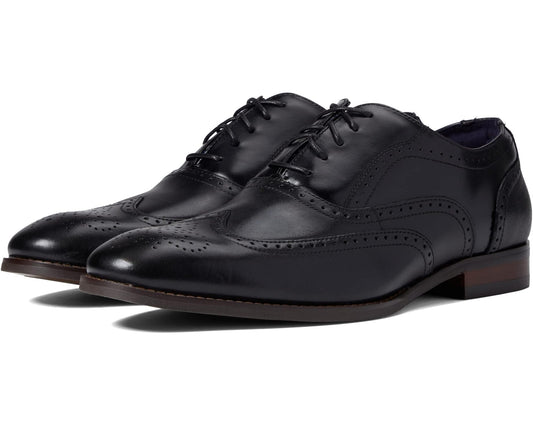 Men's Stacy Adams Kaine Wing Tip Lace-Up Oxford Black