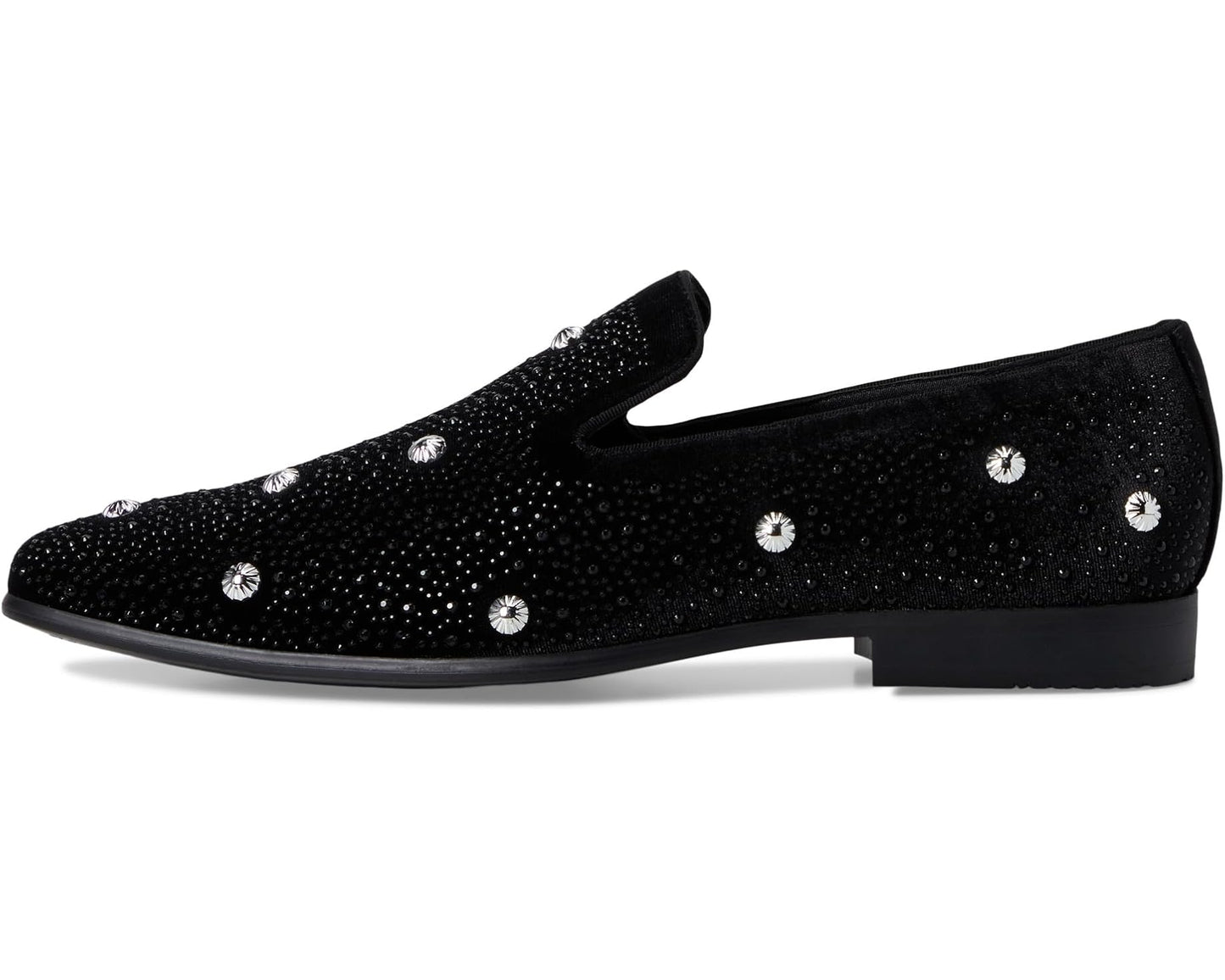 Men's Stacy Adams Spangle Rhinestone Slip-On Black/Silver