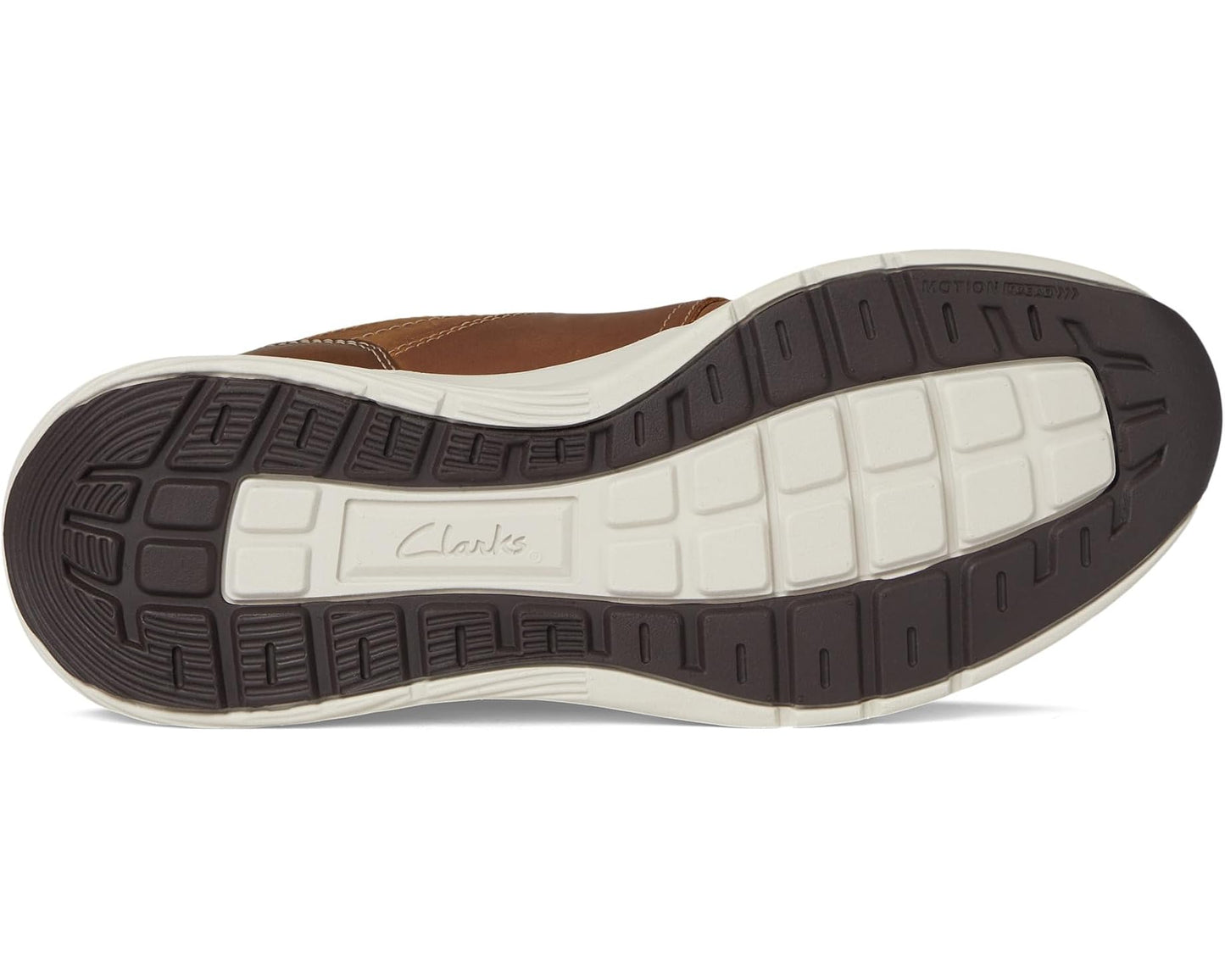 Men's Clarks Motion Trek Plain Toe Dark Tan Leather