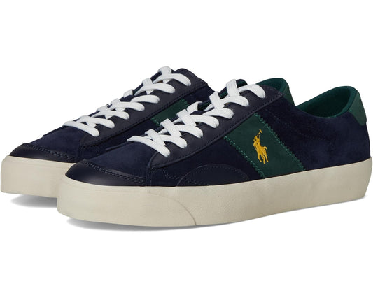 Men's Polo Ralph Lauren Suede Leather-Sayer Sport-Sneakers-Low Top Lace Navy/Forest