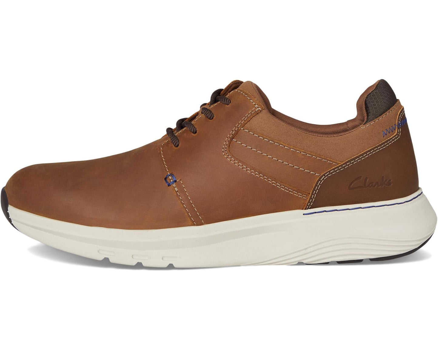 Men's Clarks Motion Trek Plain Toe Dark Tan Leather