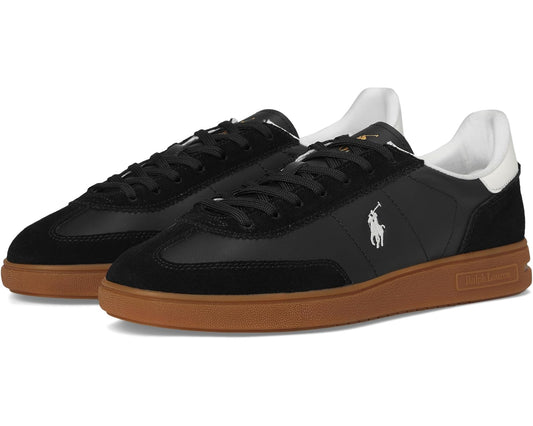 Men's Polo Ralph Lauren Bedford Leather-Suede Sneakers Black/White