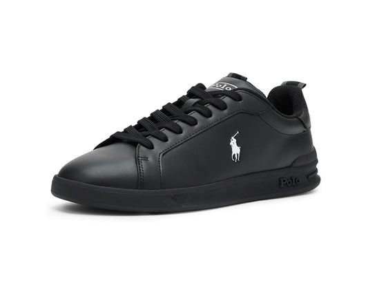 Men's Polo Ralph Lauren Heritage Court II Leather Sneaker Black/Silver