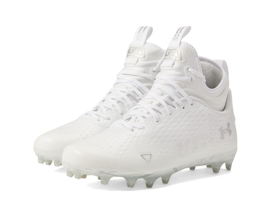 Men's Under Armour Spotlight Lux MC 2.0 Football Cleats White/White/Metallic Silver